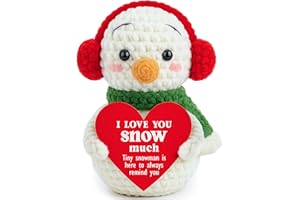 JETTRYRAN Gifts for Him Her Boyfriend Husband Anniversary I Love You Valentine Wedding Birthday Gifts for Women Men Girlfriend Wife Mom Dad Romantic Christmas Ideas Crochet Animal Snowman Winter Desk Decor