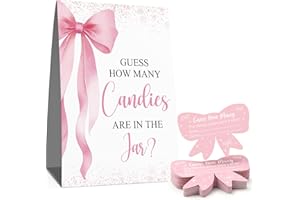 How many candies are there in the pink bow guessing jar game, a pack of 1 logo and 50 guessing cards, pink cute bow girl baby