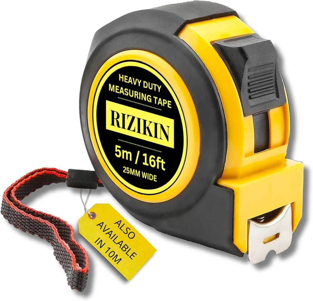 RIZIKIN Heavy Duty Tape Measure 5m 16ft Stainless Steel Retractable Tape