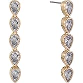 Daisy Fuentes Gold Tone Linear Teardrop CZ Earrings