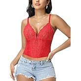 SHAPERIN Sexy Lace Bustier Corset Tops for Women Going Out Party Club Date Night Underwired Cami Crop Top