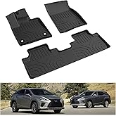 KIWI MASTER Floor Mats for 2016-2022 Lexus RX350/ RX450h (RX All Models), 2018-2022 RX350L/ RX450hL (RXL All Models) All Weather Mat Front Rear 2 Row TPE Slush Liners Black