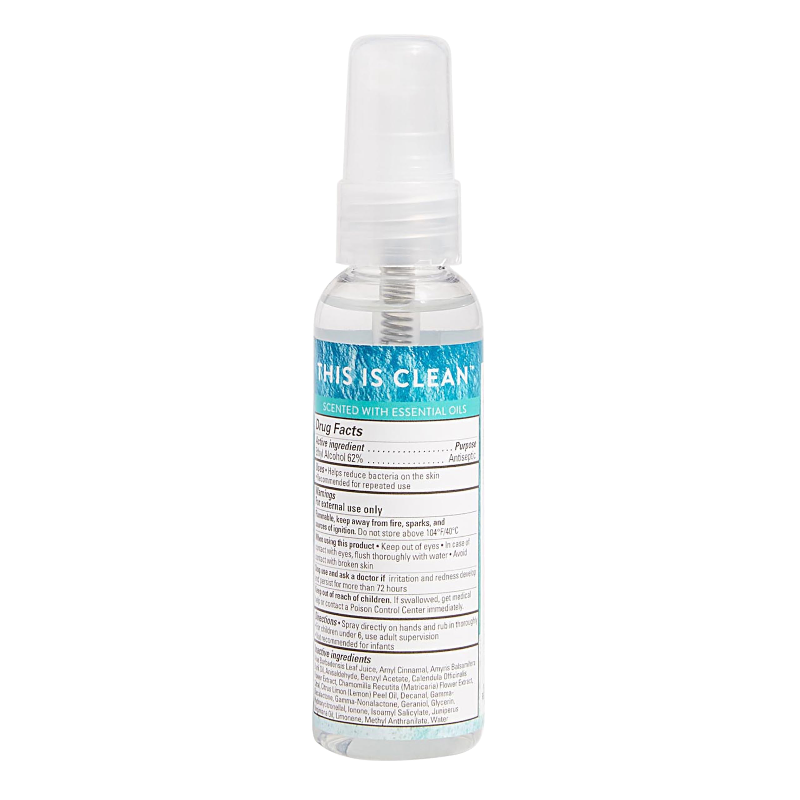 The Honest Company Plant-Based Hand Sanitizer Spray | Kills 99.9% of Germs | Hypoallergenic, Quick-drying + Moisturizing | Coastal Surf, 2 fl oz