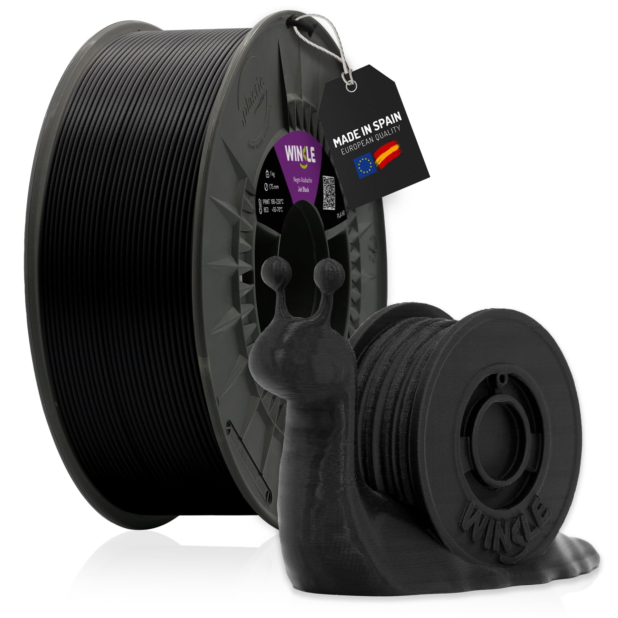 Winkle PLA Filament | PLA 1.75 mm | Printing Filament | 3D Printer | 3D Filament | Jet Black | 300 g Spool
