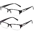 Newbee Fashion - "Aliz" Unisex Clear Lens Sleek Half Frame Slim Temple Fashion Glasses
