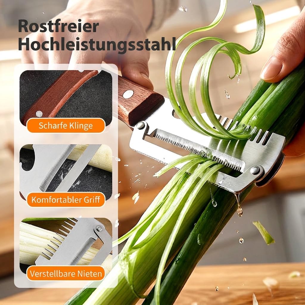 Sparschäler, 2026 Neu Edelstahl 3 in 1 Multifunktionaler Küchengeräte Gigant Multischäler Peeler, Gemüseschäler Flaschenöffner Kartoffelschäler Sparschäler für Küche Obst Gemüse (1 Stück) 7