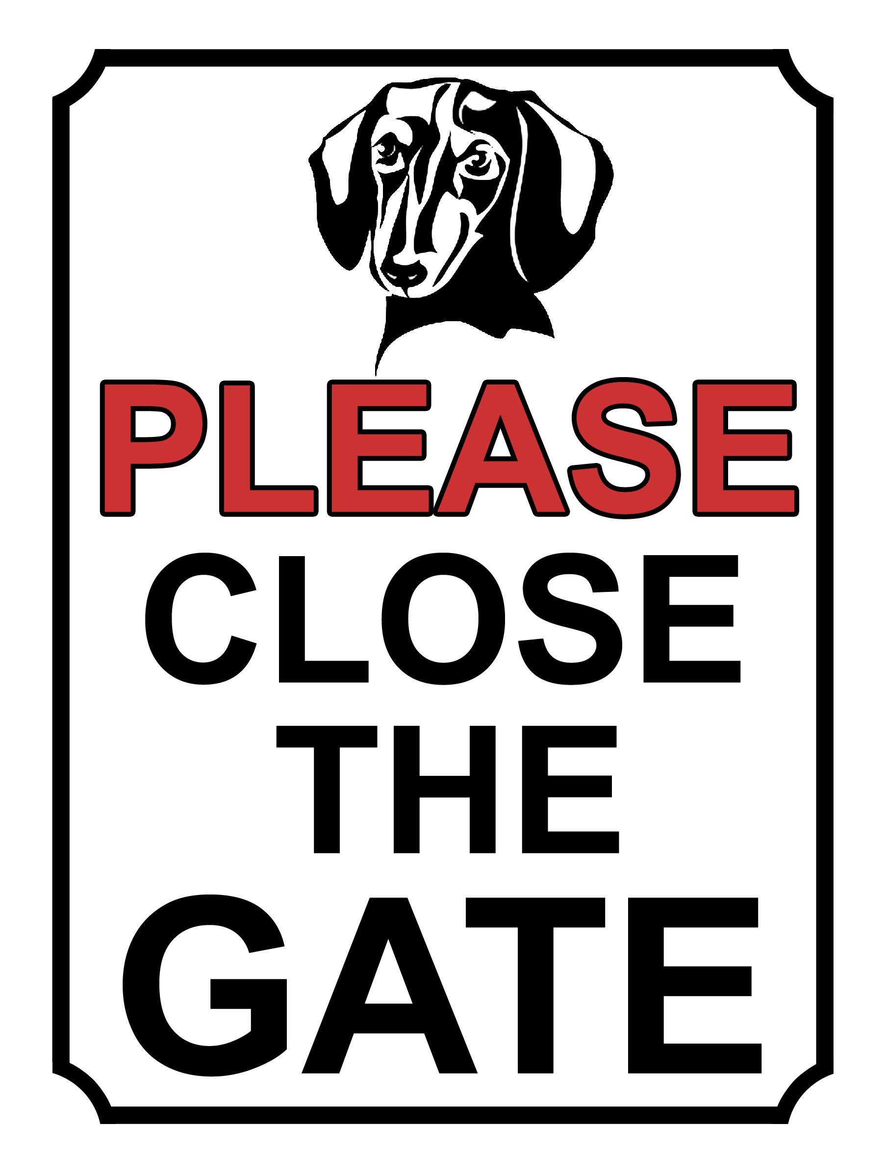 SHAWPRINT PLEASE CLOSE THE GATE DOG THEME METAL SIGN 267MM X 200MM (385H1L) LARGE 10" X 8"