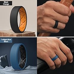 Egnaro Men's Silicone Rings, 7.5mm Wide 2.5mm Thick