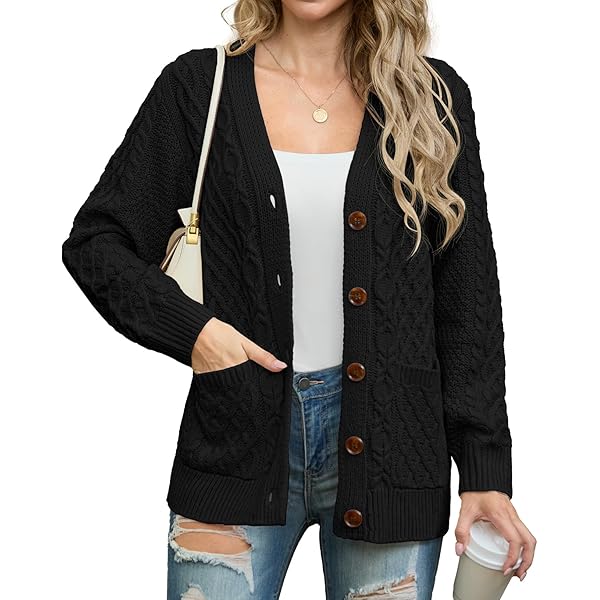 Fall Cardigans for Women 2026 Chunky Cable Knit Button Up Long