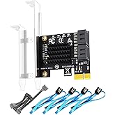GLOTRENDS SA3034A 4 Ports PCIe SATA 3.0 Expansion Card, Support OS Booting, Including SATA Cables and 1:5 SATA Splitter Power
