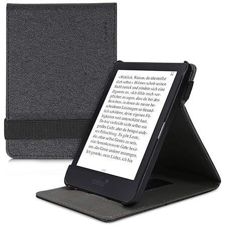 kwmobile Tolino Shine 3 Hülle - Schlaufe Ständer - e-Reader Schutzhülle für Tolino Shine 3