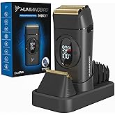 HUMMINGBIRD MK17 DualPro Foil Shaver & Beard Trimmer for Men – Gold Titanium Blades, Turbo Shaving & Torque Control, Metal Body, Digital Battery & RPM Display, Wet/Dry, USB-C & Wireless Charging Dock