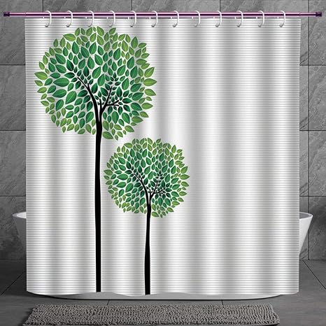 Cool Shower Curtain 2 0 Abstract Stylized Trees With Fresh Green