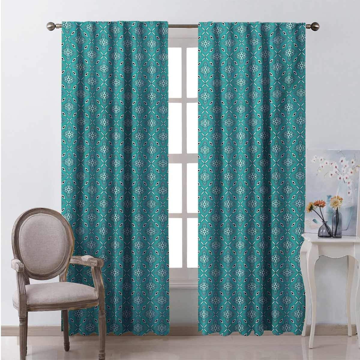 Amazon.com: Turquoise 99% Blackout Curtains Moroccan in Geometric