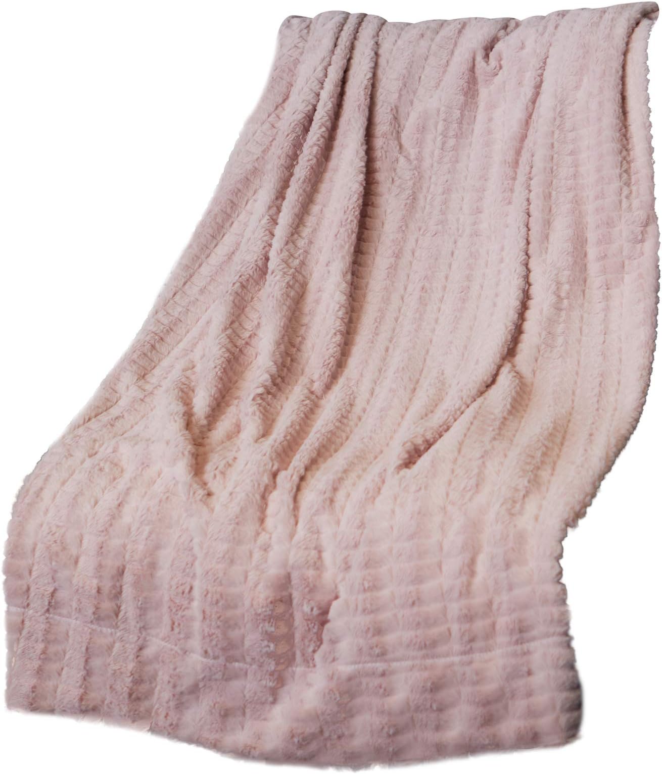 Oversized Faux Fur Throw Blanket for Couch and Bed, 50 in x 70 in (Blush) Made by Celebrity Home Decor