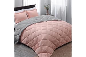 Basic Beyond Twin Comforter Set - Pink Twin Comforter Set, Reversible Twin Bed Comforter Set for All Seasons, Baby Pink/Grey,