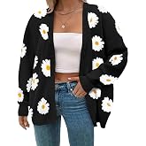 SECRETEYARD Plus Size Womens Floral Print Long Sleeve Oversized Open Front Knit Cardigan Sweater