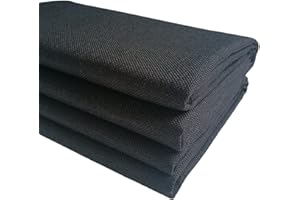 TinaKim Faux Slub Linen Upholstery Fabric, for Chairs Couch Settee Cover Material (Black, 3 Yards (57x 108 inch))