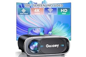 [Auto Focus] Projector with WiFi-6 and Bluetooth 5.2, 680 ANSI Portable Outdoor Projector 4K, Goiaey Native 1080P Movie Projector, Auto 6D Keystone&50% Zoom, Smart Home Projector for Phone/PC/TV Stick