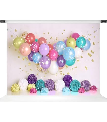 Baocicco 7x5ft Baby Girl Happy Birthday Backdrop Pink Balloons Floral Sweet Princess Photography Backgrounds Pink Baby Girl First Birthday Shower Cake Smash Backdrop Banner Decor Supplies Props - View #6