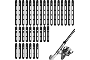 LYREH 34pcs Silicone Fishing Rod Straps, 2 Sizes Stretchy Reusable Waterproof Rubber Bands Belts for Pole Storage Cable Ties Flying Spinning Casting Rods (Black)