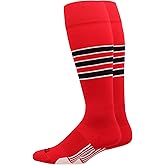 MadSportsStuff Dugout 3-Stripe Softball Socks, Long Over the Calf Team Socks for Girls, Boys, Women & Men