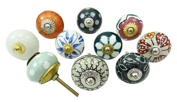 Vintage-Hand Bemalt Keramik Knob Möbelknöpfe Hardware-Kabinett