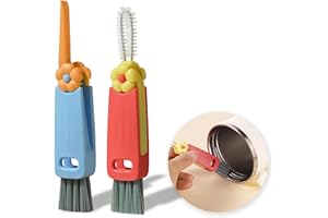 LOHCA 3 in 1 Cup Lid Cleaning Brush - Portable Crevice Cleaning Brush Cleaner for Bottle lid Gap - 2 PC Cute Flower Multi Functional Stanley Tumbler Cleaner - Household Cleaning Tool