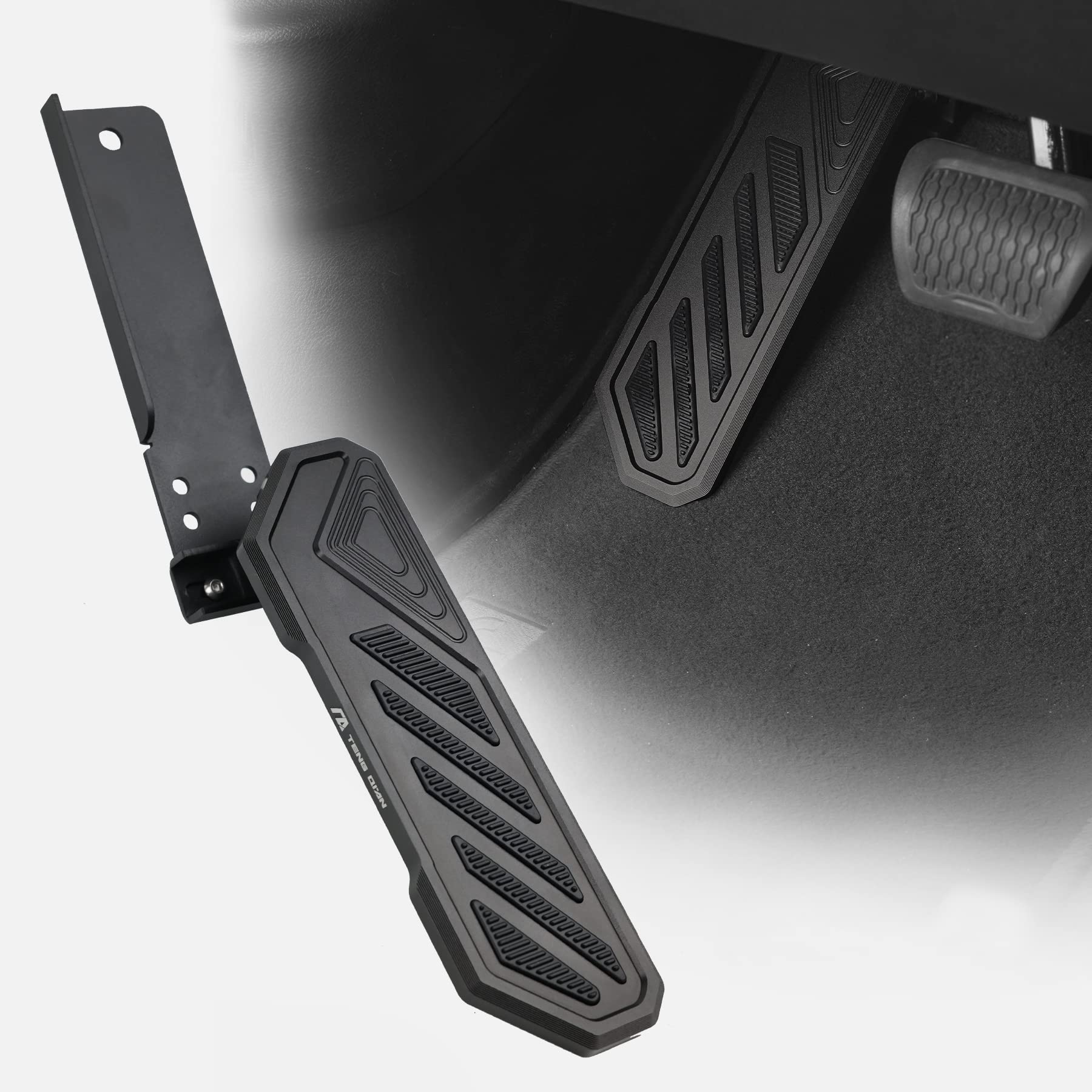 Photo 1 of SHEAM Dead Pedal Driver Foot Rest Pad - Left Side Kick Panel Adjustable Anti-Slip Thickened No Drilling Fit for 2018-2025 Jeep Wrangler JL JLU 4XE Gladiator JT(Black,1 Pack)