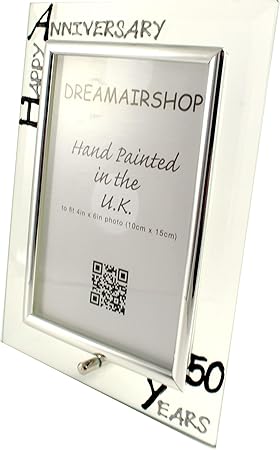 Dreamair Felice 50 Anni Anniversario Di Matrimonio D Oro Cornice Foto Regalo P Nera Argento Amazon It Casa E Cucina