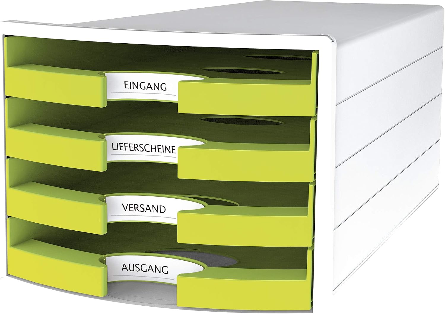 HAN 1013-50 Impuls Drawer Box DIN A4/C4 4 Open Drawers White/Trend Colour Lemon, 280 x 367 x 253 mm