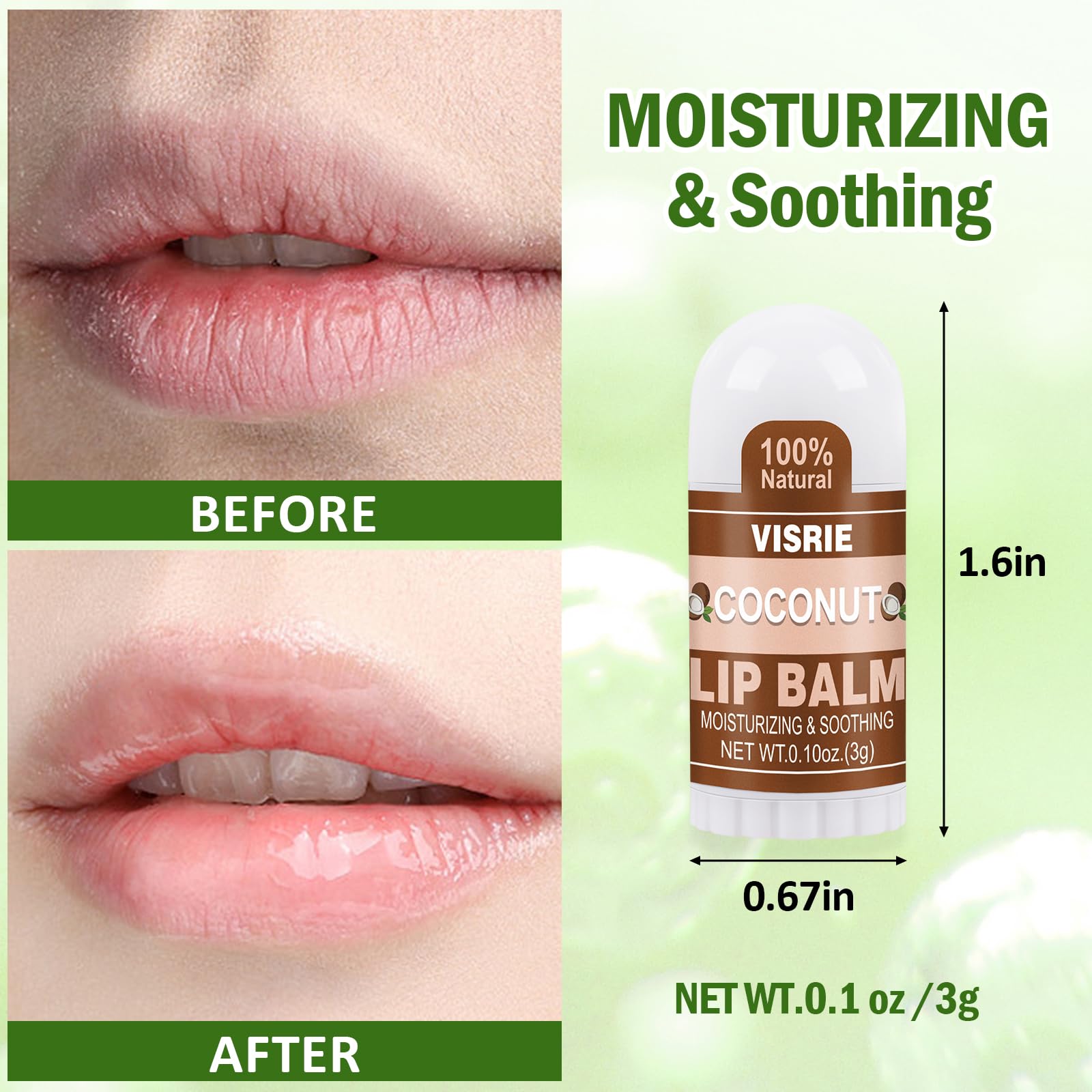 VISRIE Mini Lip Balm 40 Pack, Natural Lip Balms Bulk with Vitamin E and Coconut Oil, Moisturizing Lip Balm for Dry Cracked lips - 10 Flavors