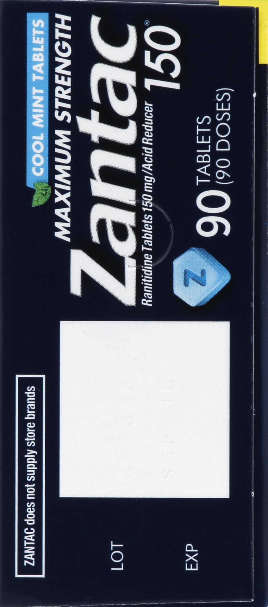 Zantac 150 Maximum Strength Tablets, Cool Mint, 90 Count, Helps Relieve