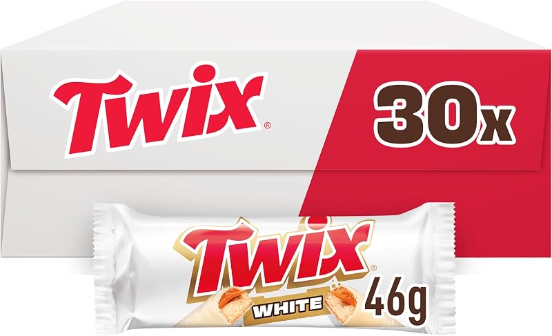 White, Barritas de Chocolate Blanco con Galleta y Caramelo, 30 x 46 g