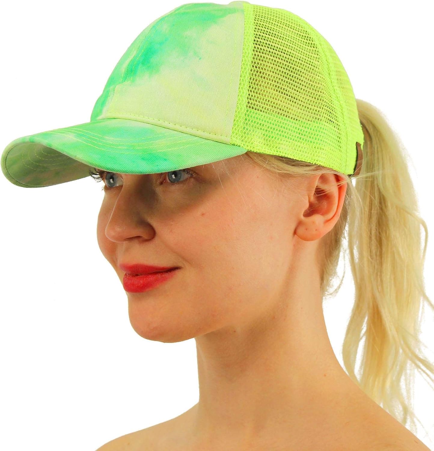 C.C Ponytail Messy Buns Trucker Ponycaps Plain Baseball Visor Cap Dad Hat Black: Clothing