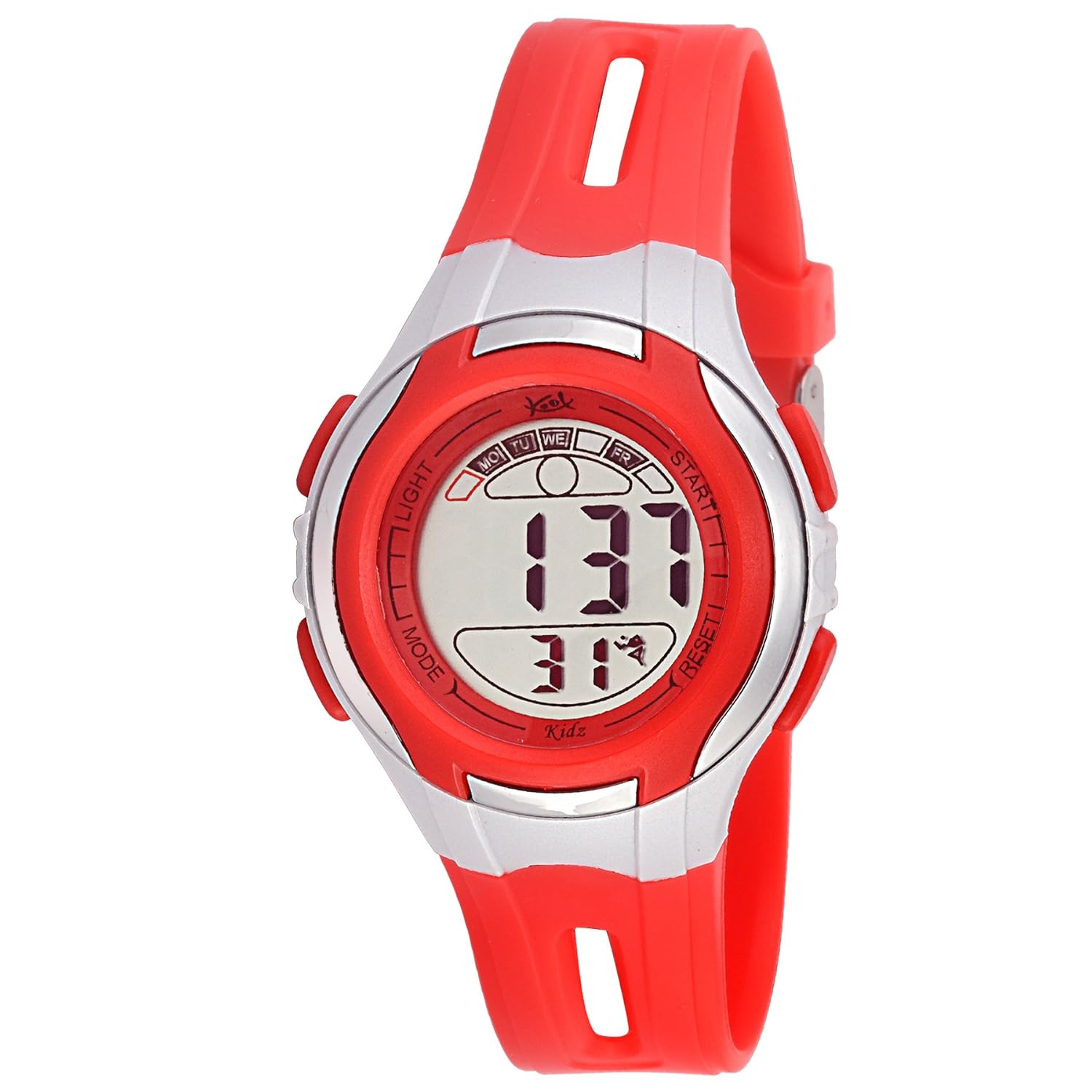 red digital watch