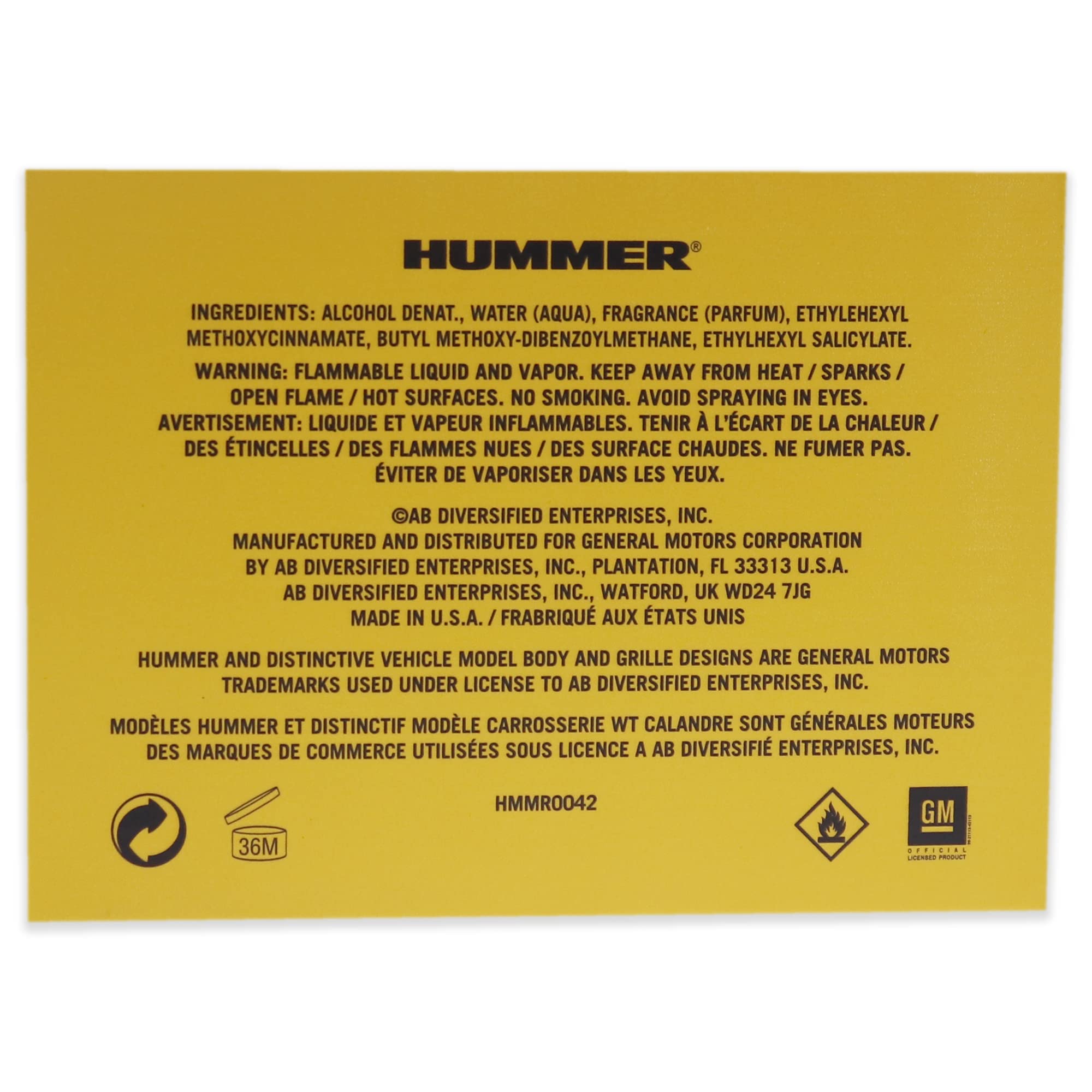 Hummer For Men. Eau De Toilette Spray 4.2 Ounces