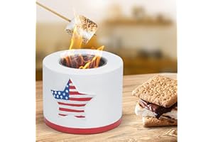 Shmbada Tabletop Fire Pit Fireplace Smores Maker Kit, Mini Portable Ethanol Concrete Outdoor Indoor Firepit Bowl, Perfect Memorial Day 4th of July Decor and Housewarming Gift