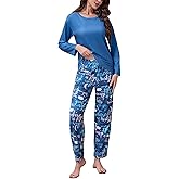NoirEle Womens Pajama Set, Long Sleeve Pajamas Top and Pants Soft Pjs Set Soft Loungewear with Pockets,S-2XL