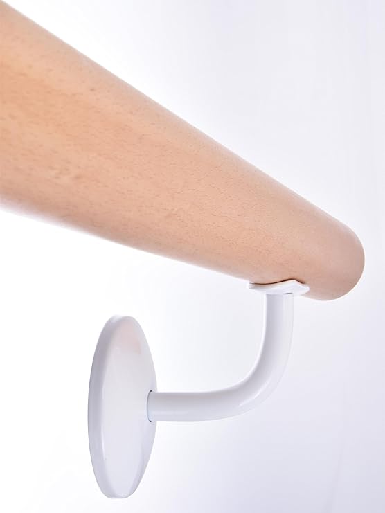 Ballettstange als Ballettstangenset weiße Wandhalter, geringer Platzbedarf, 70mm Wandabstand, Länge wählbar