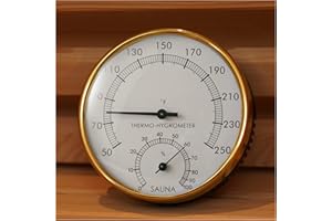 amocane Sauna Thermometer 2 in 1 Fahrenheit Thermometer Hygrometer for Sauna Room, Precise Temperature & Humidity Gauge for Sauna Room, Sauna Accessories for Any Barrel or Infrared Steam Saunas