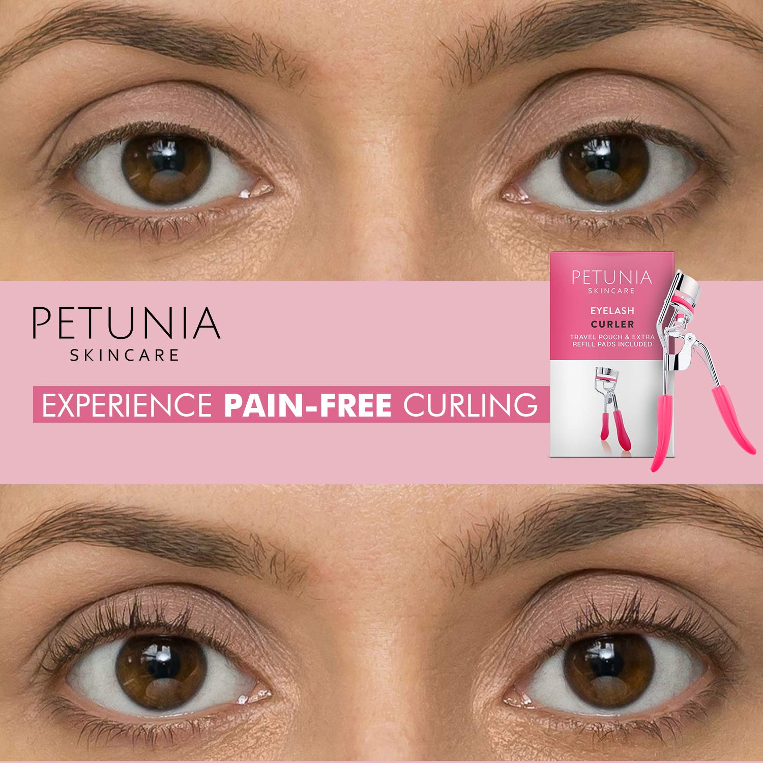 Silicone Eyelash Curler With Refill Pads & Satin Pouch Designed for No Pinching or Pulling and Perfect for Those With Straight Flat Lashes Wanting Dramatic Long Lasting Seamless Curls : Beauty