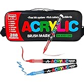 kander Acrylic Paint Markers with Handbag,288 Colors with Direct-Liquid Ink Control System, Professional-Grade Paint Pen for Rock Painting, Canvas, Glass, Plastic, Fabric & Creative Crafts