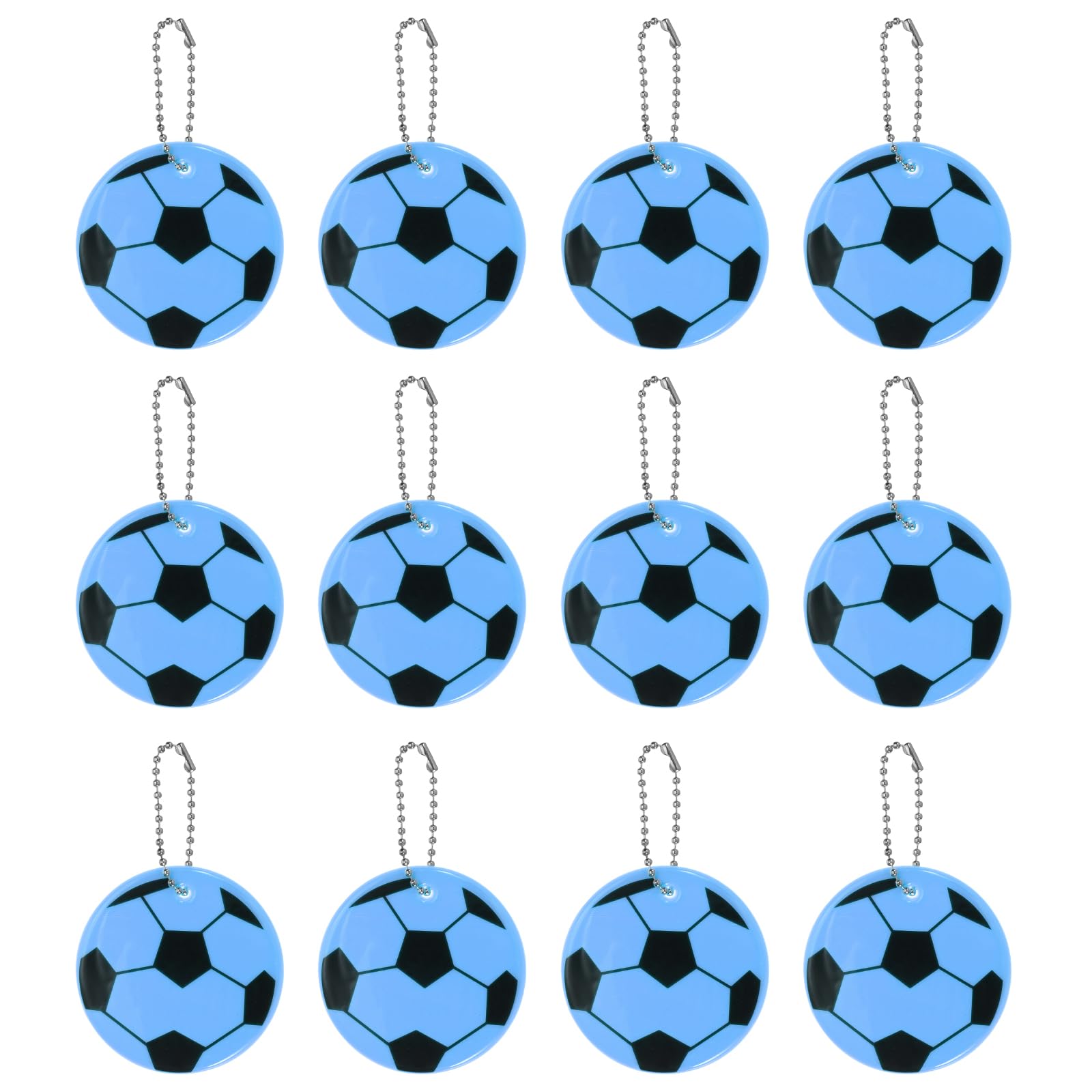 PATIKIL Reflective Keychain Tags, 12 Pack Reflective Football Pendant PVC High Visibility Reflector Tags Waterproof Safety Reflector for Backpack Handbag, Blue