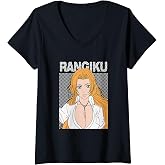 Women's Bleach Rangiku Rectangle Dot Graphic Anime V-Neck T-Shirt