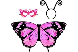 IROLEHOME Kids Butterfly-Wings Costume for Girls Fairy-Wings Toddler-Dress-Up Headband-Mask Butterfly Toys Party Favors Gifts