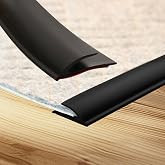 [New Upgrade] Floor Transition Strip, Self Adhesive Rubber Rug Gripper Tape Carpet Edge Trim Strip, Wood Tile Laminate Transition Cover Doorway Gap for Threshold Height Less Than 6mm (Black, 3.3ft)