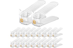 CiBiZi Clear Shoe Slots Organizers Shoes Stacker Organizer for Closet Shoe Stackers for a Pair of Shoes Shoe Display Shelf Organizador de Zapatos Shoe Rack Holders Space Saver Clear 20PACK