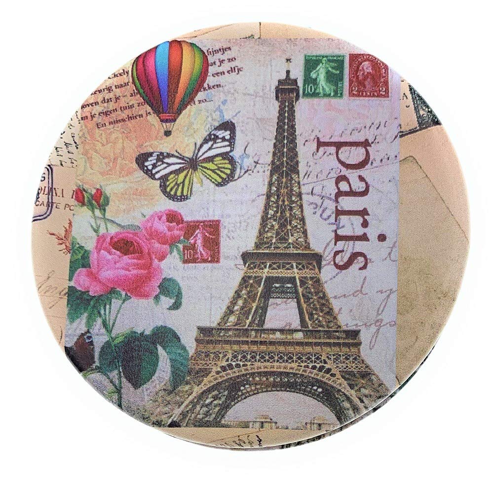 Value Arts Purse Compact Travel Makeup Mirror and Magnification, Eiffel Tower Postcard from Paris, 2.8 Inches Round