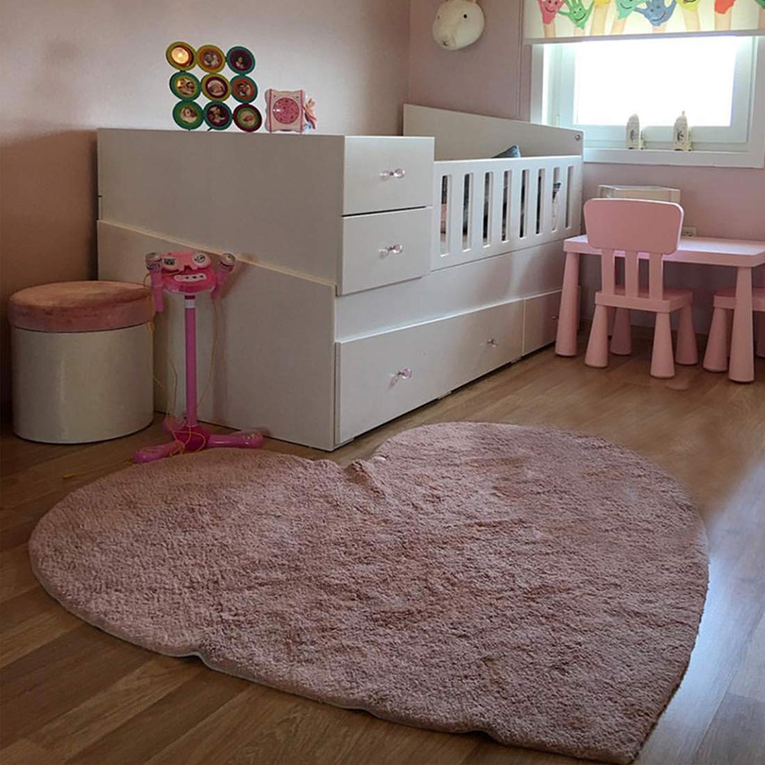 Habudda Pink Heart Shape Area Rugs for Girls Kids Room Warm Soft 100